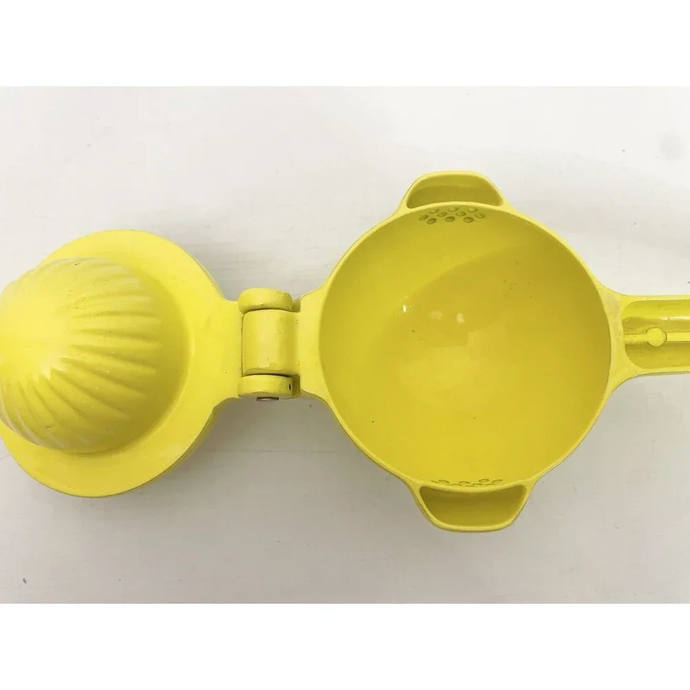 Tasty Lemon Lime Squeezer Juicer Heavy Duty Metal Bright Yellow 9.5